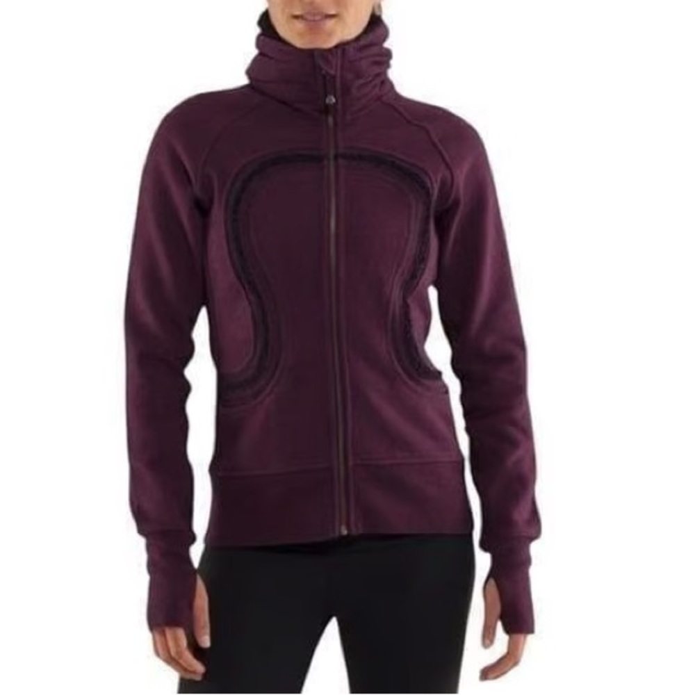 Lululemon maroon funnel neck Cuddle Up scuba full zip sweatshirt Women’s sz 6